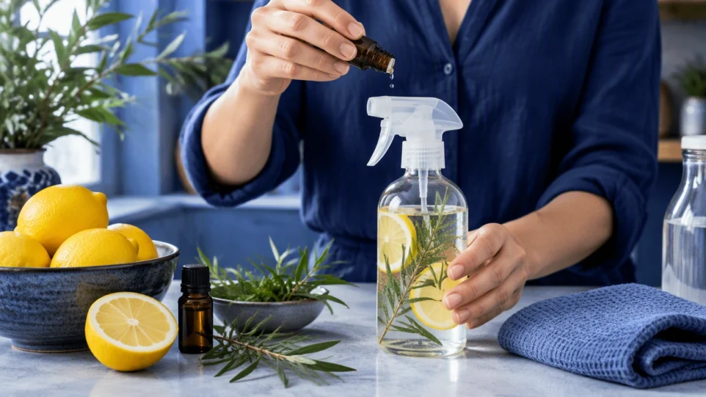 natural home cleaning with lemon tea tree