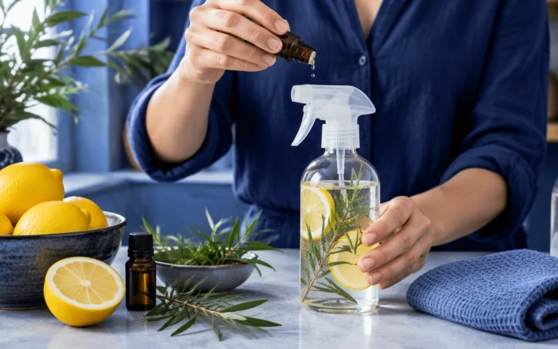 natural home cleaning with lemon tea tree